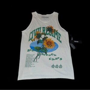 Civil Regime White Sunflower Graphic Men's Tank Top